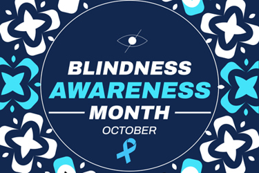 October is Blindness awareness month, backdrop design with colorful shapes and typography.